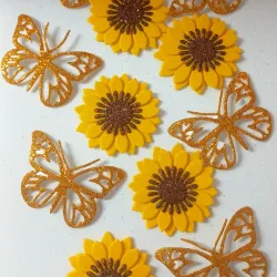 Girasoles y mariposas 