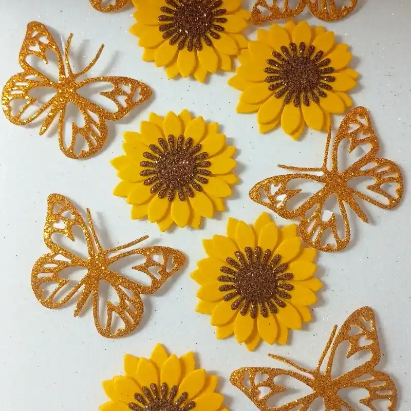 Girasoles y mariposas 