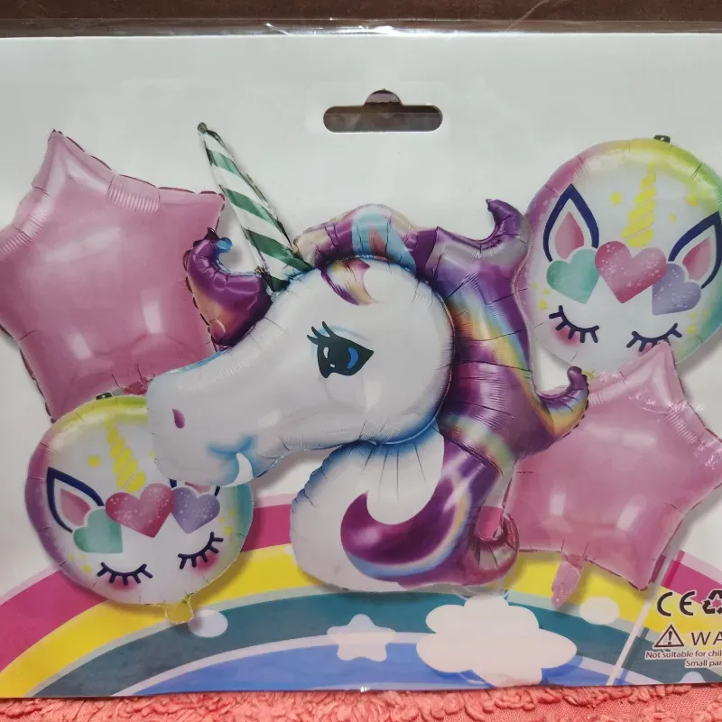 Set de 5 globos inflables Unicornio (Caballito)