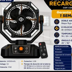 Ventilador recargable 20mil mham