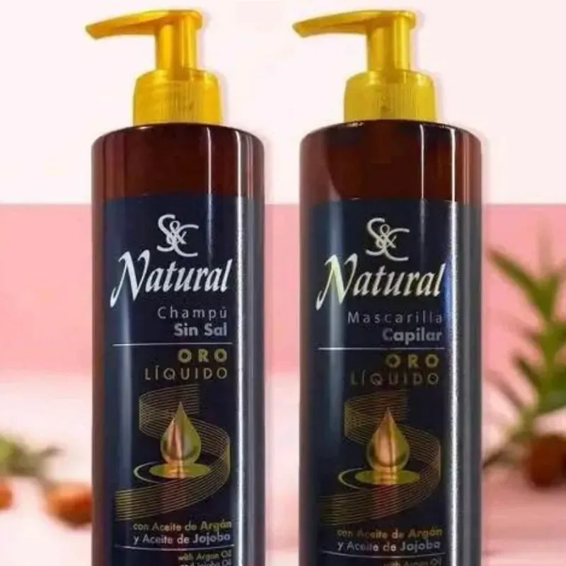 S&C NATURAL ORO LÍQUIDO CHAMPÚ & ACONDICIONADOR SIN SAL CON ACEITE DE ARGÁN Y JOJOBA 400 ML