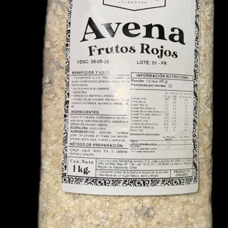 Avena Frutos Rojos Andino 1 kg.