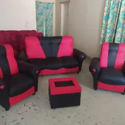 Juego de sala de vinil con mesita de centro 