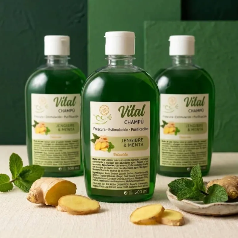 Champú de Jengibre, Menta y Mentol 🧊🌿✨500ml