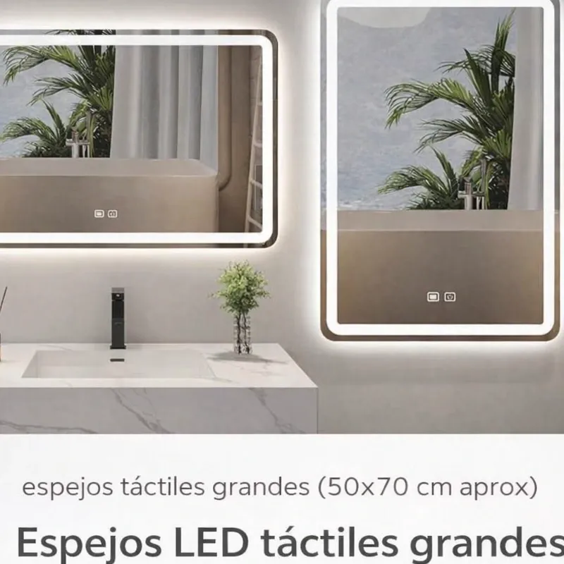 Espejos táctiles inteligentes 🪩Superficie de espejo HD 🪩Cambio de luces(cálida,normal y fría) 🪩110V 🪩 Instalación rápida y cómoda (incluye accesorios para su instalación) 🤑 Precio:100USD 🚚 Servicio de mensajería por costo adicional Disponibilidad Alta ⚪