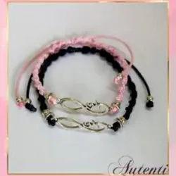 Infinito rosa y negro trenzado fino 