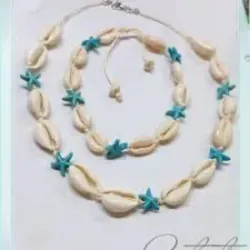 Juego de collar y tobillera con estrellas azules 
