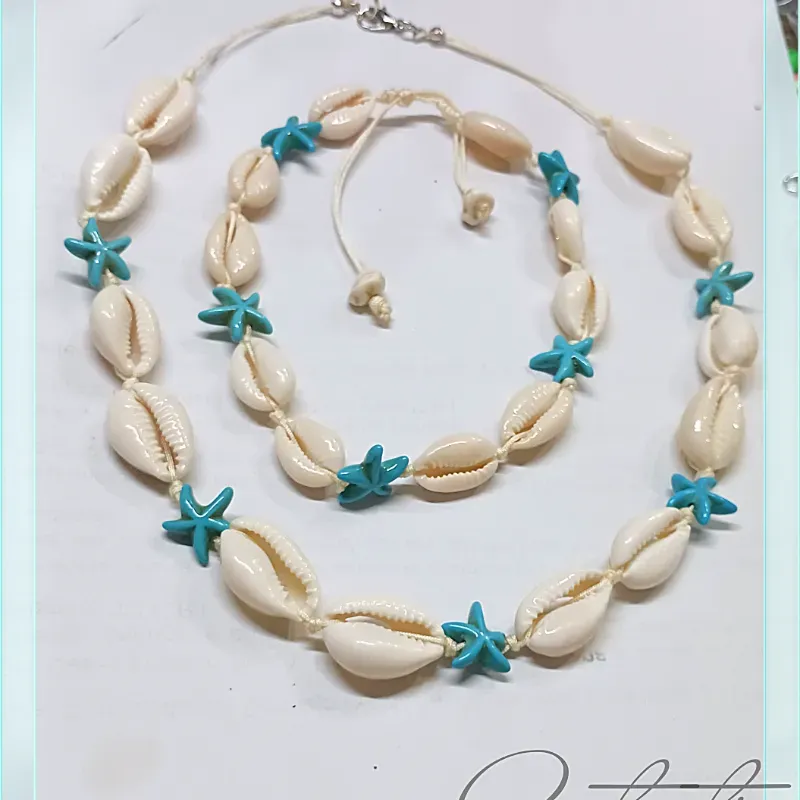 Juego de collar y pulso con estrellas azules 
