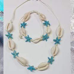 Juego de pulso de caracol y collar con estrellas azules 