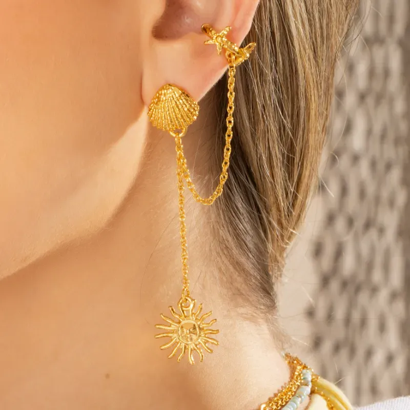 Arete Solitario Sol y conchitas