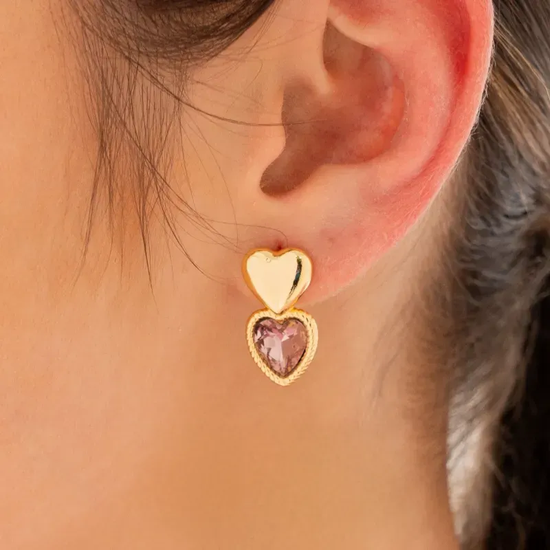 Aretes corazón cristal 