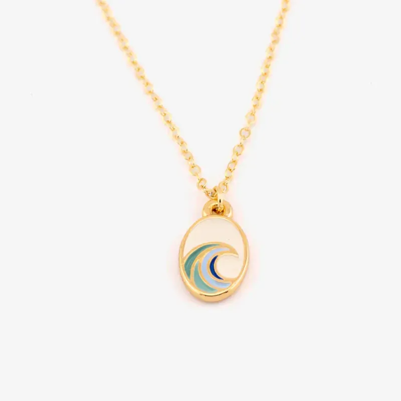 Cadena ola + aretes topo en forma de delfin