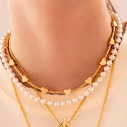 Choker Corazones + Aretes - Gold