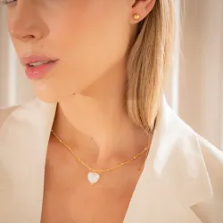 Collar Corazón Perla + Aretes