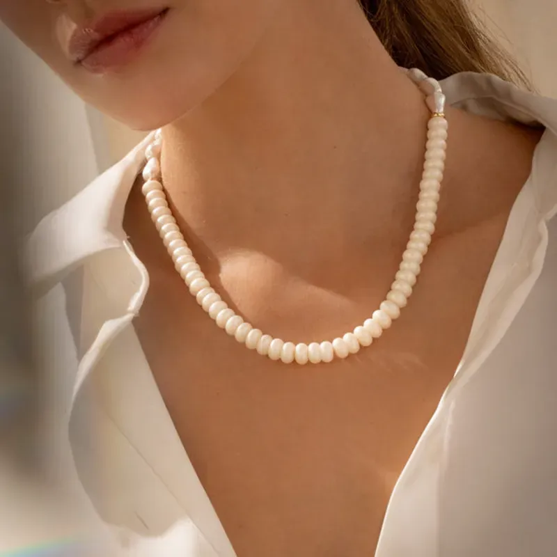 Collar Corbatín Perla + Aretes