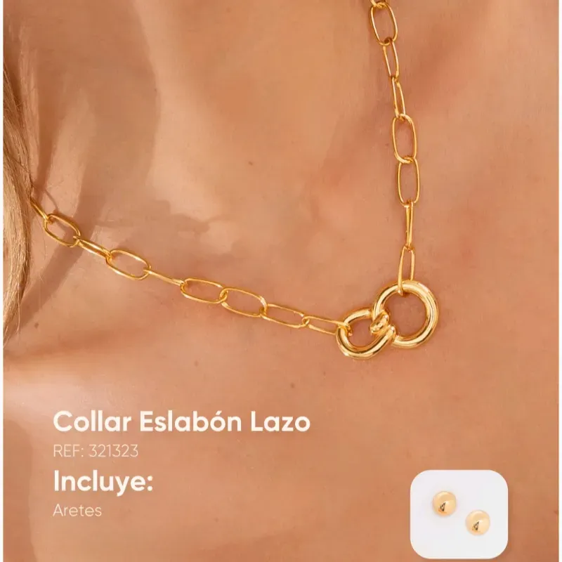 Collar Eslabón Lazo + Aretes