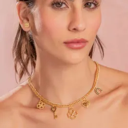 Collar Multicharms Made Of Luck + Aretes