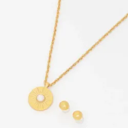 Collar Perla Destellos + Aretes