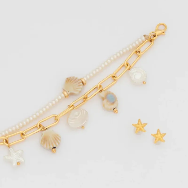 Pulsera 2 en 1 Caracoles + Aretes