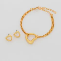 Pulsera + Aretes Corazón Amorfo