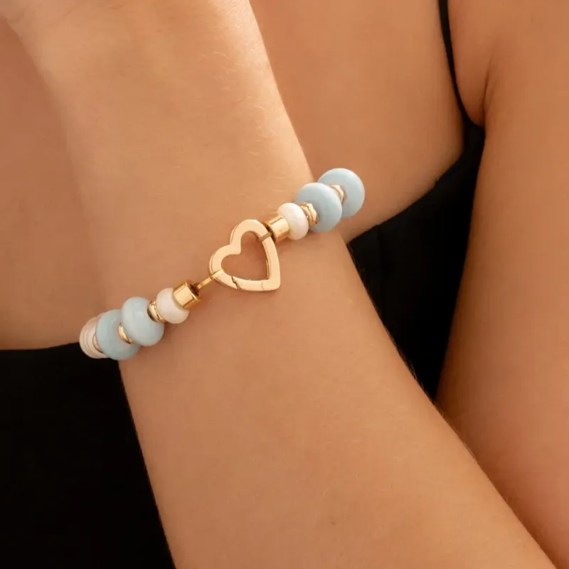 Pulsera Broche Corazón + Aretes