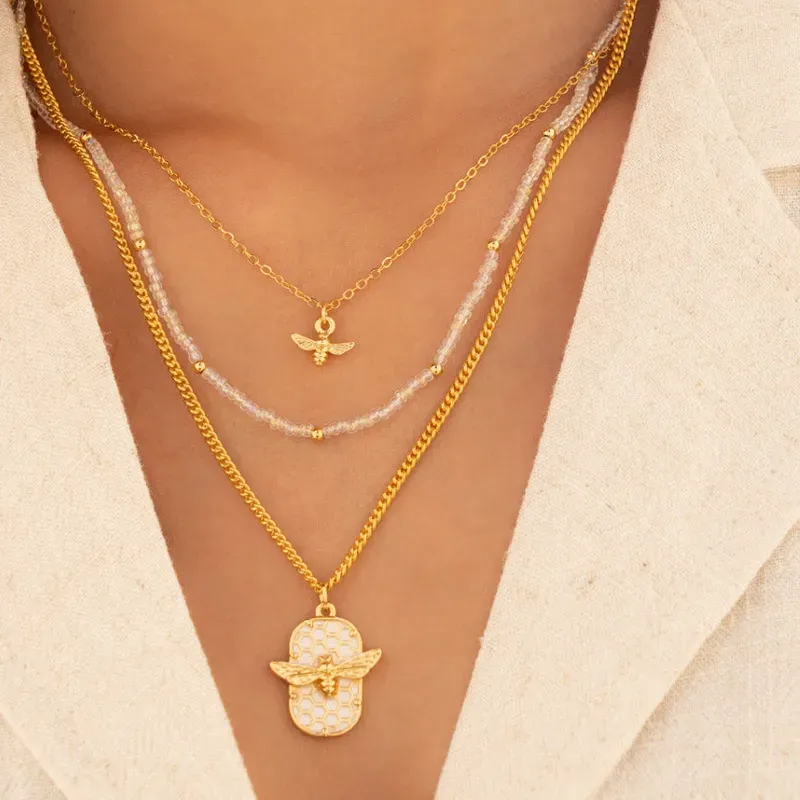 Set Collar abejas + Aretes