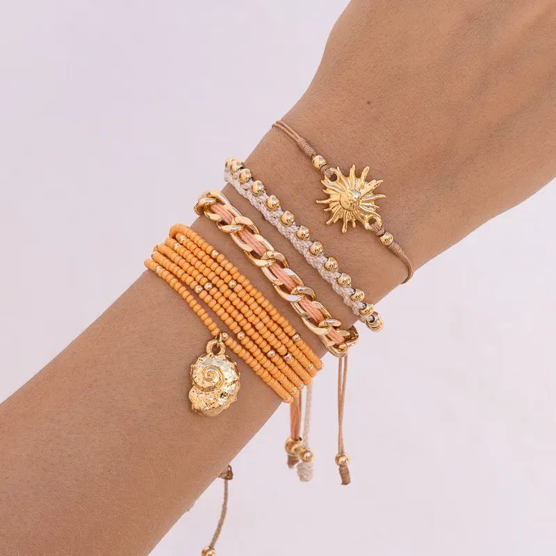 Set Pulseras Dije De Caracol + Aretes