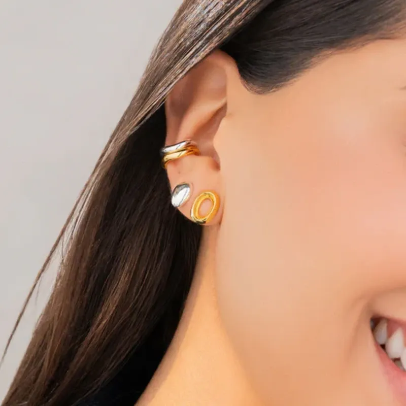 Set x 4 Aretes Ovalo Mix Metales