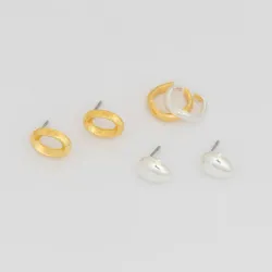 Set x 4 Aretes Ovalo Mix Metales