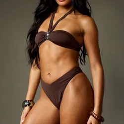 Conjunto de bikini carmelita talla S