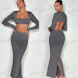 Conjunto gris satinado talla S