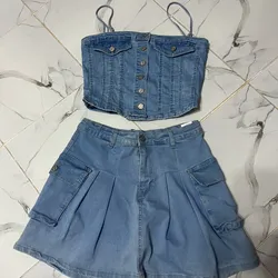 Top de mezclilla y saya talla m-L