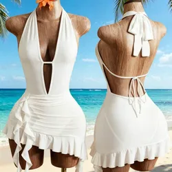Vestido color blanco transparente con body