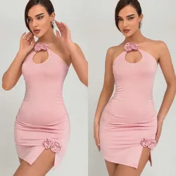Vestido corto rosa pastel talla s