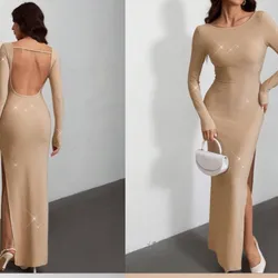 Vestido dorado de brillo elegante talla m