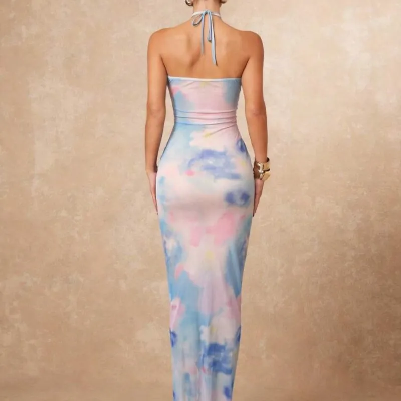 Vestido largo multicolor transparente