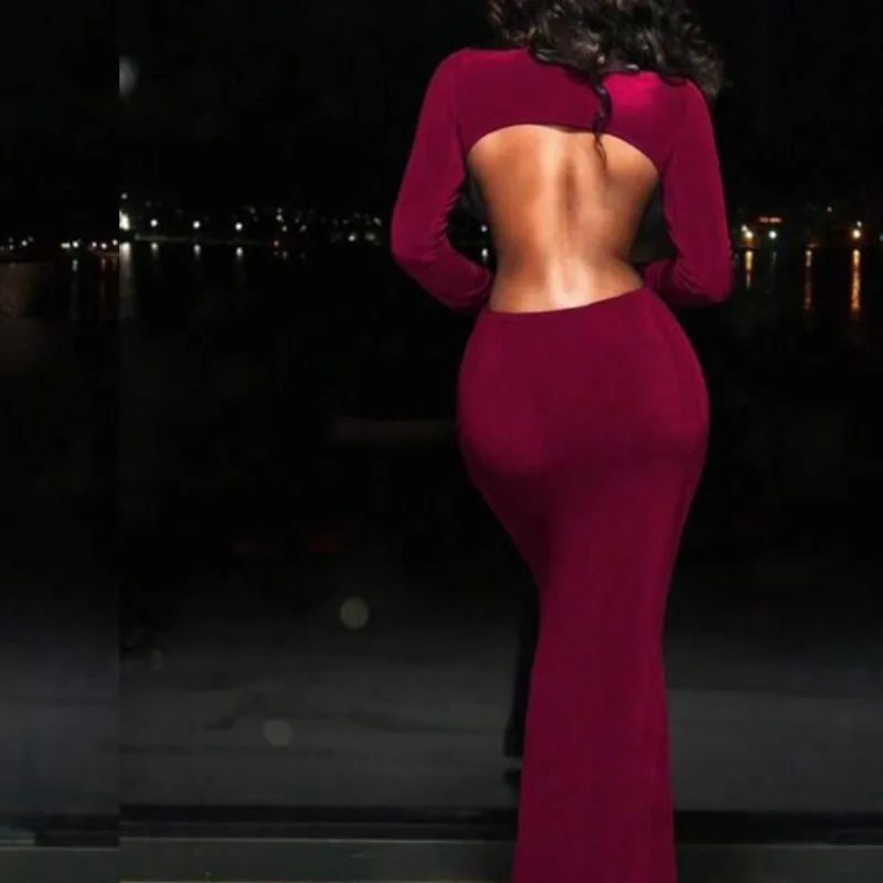 Vestido largo rojo vino talla s