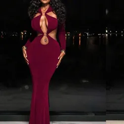 Vestido largo rojo vino talla s