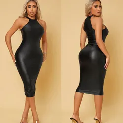 Vestido negro de material talla s