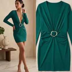 Vestido verde de mangas talla s