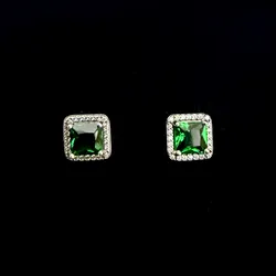 Arete Brillo Cuadrado Verde