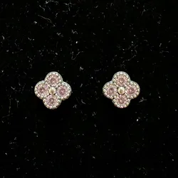 Aretes trébol rosado 