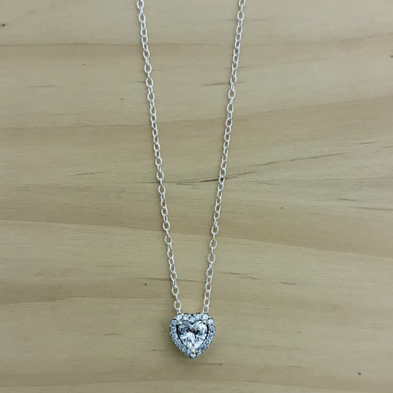 Cadena Corazón de Brillo Blanco