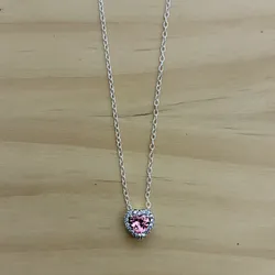 Cadena Corazón de Brillo Rosado