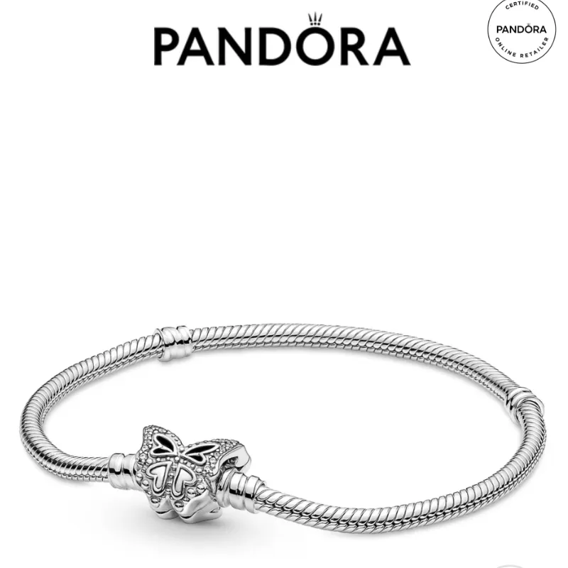 PANDORA BUTTERFLY CLASP MOMENTS SNAKE CHAIN BRACELET