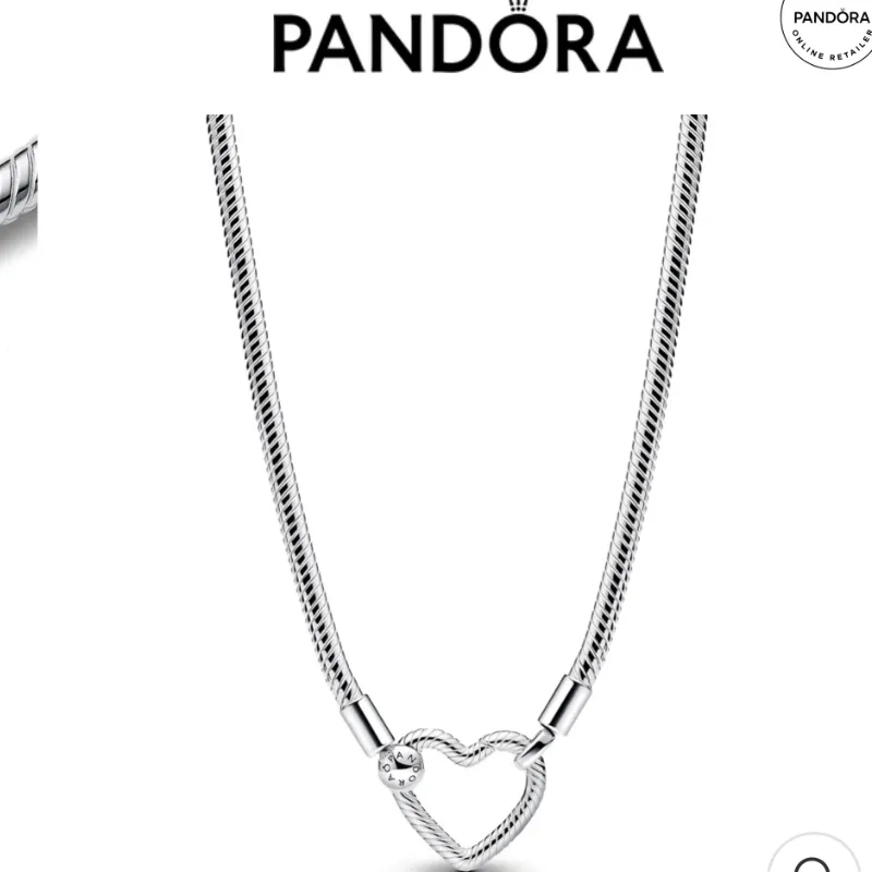 PANDORA HEART CLOSURE SNAKE CHAIN NECKLACE