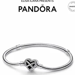 PANDORA MOMENTS SPARKLING INFINITY HEART CLASP SNAKE CHAIN BRACELET