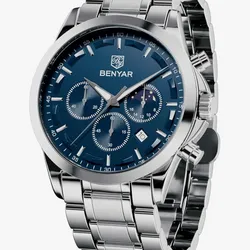 Reloj BY BENYAR para hombre, cronógrafo analógico de cuarzo, impermeables