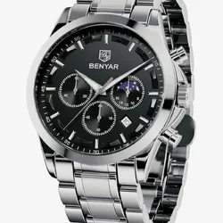 Reloj BY BENYAR para hombre, cronógrafo analógico de cuarzo, impermeables