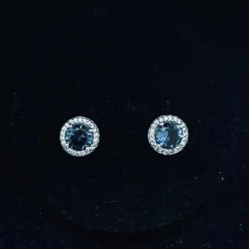 Aretes de brillo azul redondo 